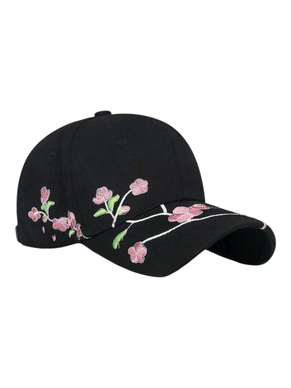 Black with Pink Floral Embroidery